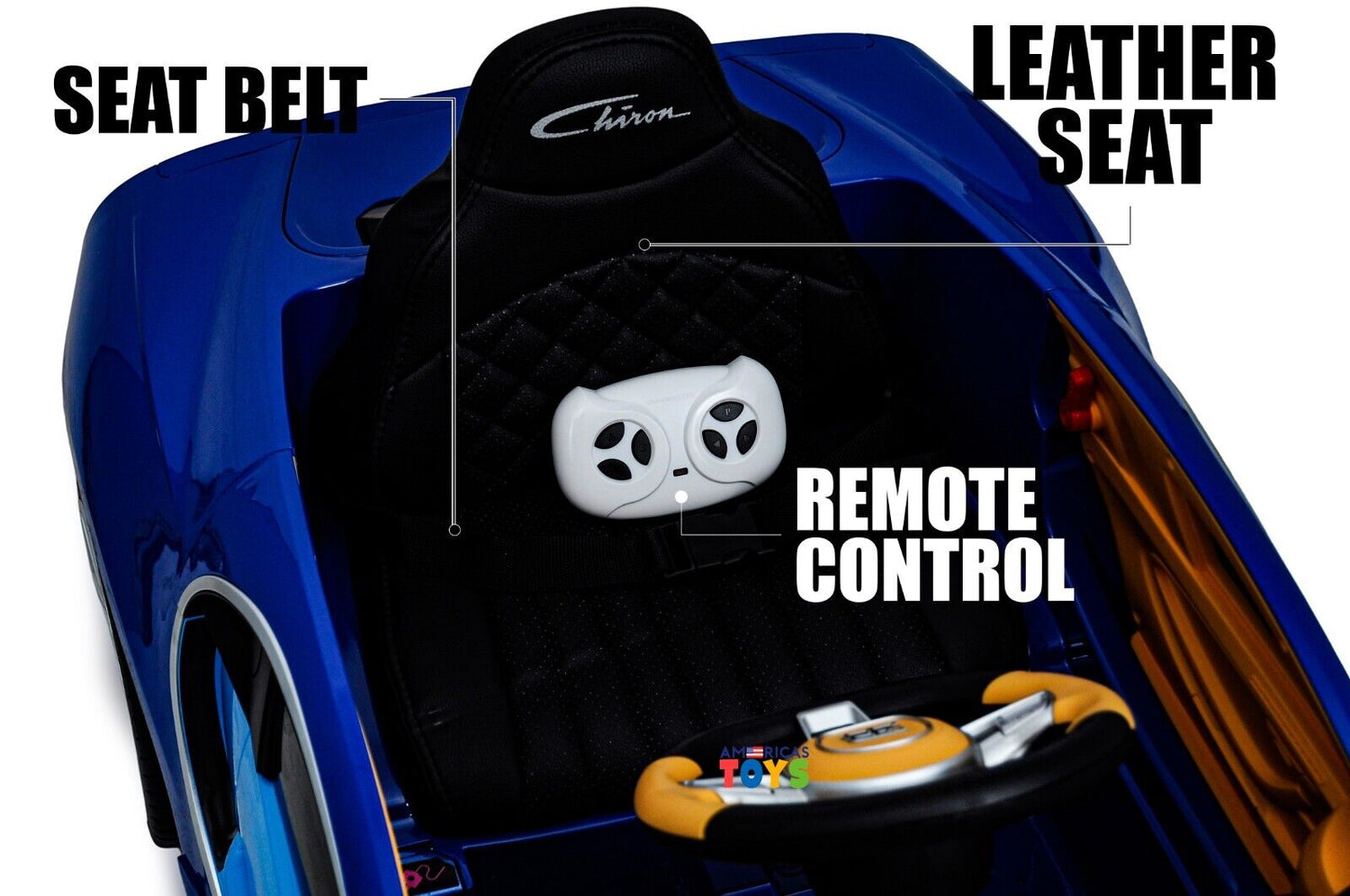 Licensed Bugatti R/C Car with Music, Leather Seat, and Multiple Color Options