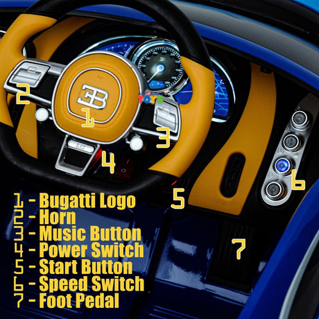 Licensed Bugatti R/C Car with Music, Leather Seat, and Multiple Color Options