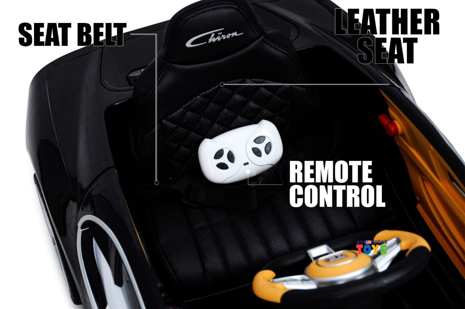 Licensed Bugatti R/C Car with Music, Leather Seat, and Multiple Color Options