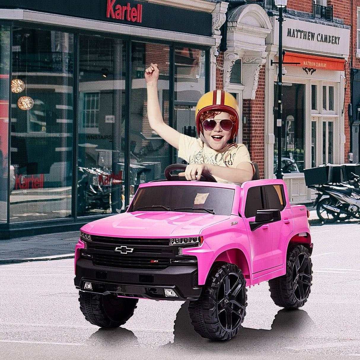 Rev Up the Fun with the 12V Licensed Chevrolet Silverado GMC Kid's Pink Car Truck