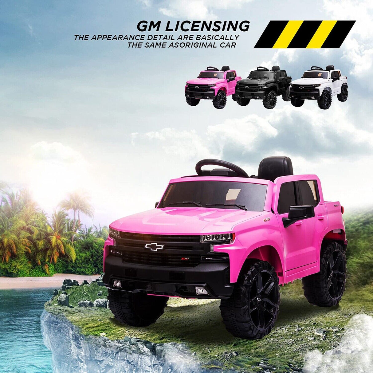 Rev Up the Fun with the 12V Licensed Chevrolet Silverado GMC Kid's Pink Car Truck