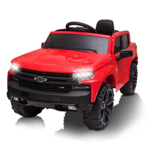 Licensed Chevrolet Silverado GMC Kids' 12V Battery-Powered Ride-On Truck in Red