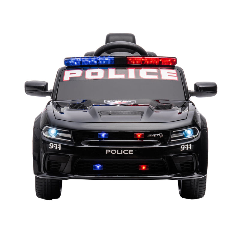Licensed Dodge Charger 12V Ride-On Police Car with 3 Speeds and Bluetooth Connectivity