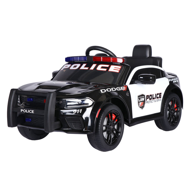 Licensed Dodge Charger 12V Ride-On Police Car with 3 Speeds and Bluetooth Connectivity