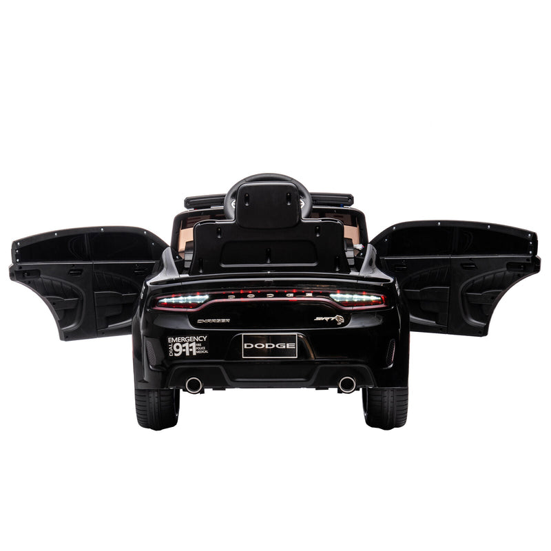 Licensed Dodge Charger 12V Ride-On Police Car with 3 Speeds and Bluetooth Connectivity
