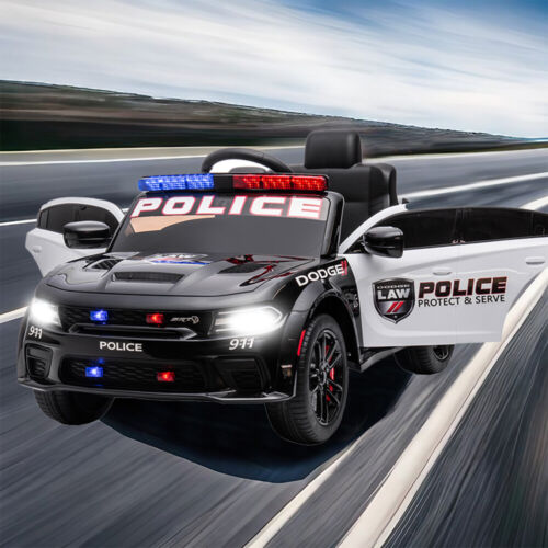 Licensed Dodge Charger Police Sports Car for Kids with LED Lights, USB and MP3 Capabilities - 12V