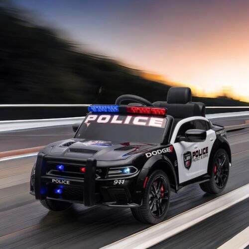 Licensed Dodge Charger Police Sports Car for Kids with LED Lights, USB and MP3 Capabilities - 12V