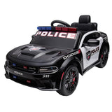Licensed Dodge Charger Police Sports Car for Kids with LED Lights, USB and MP3 Capabilities - 12V