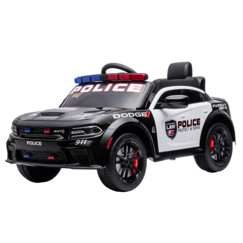 Licensed Dodge Charger Police Sports Car for Kids with LED Lights, USB and MP3 Capabilities - 12V