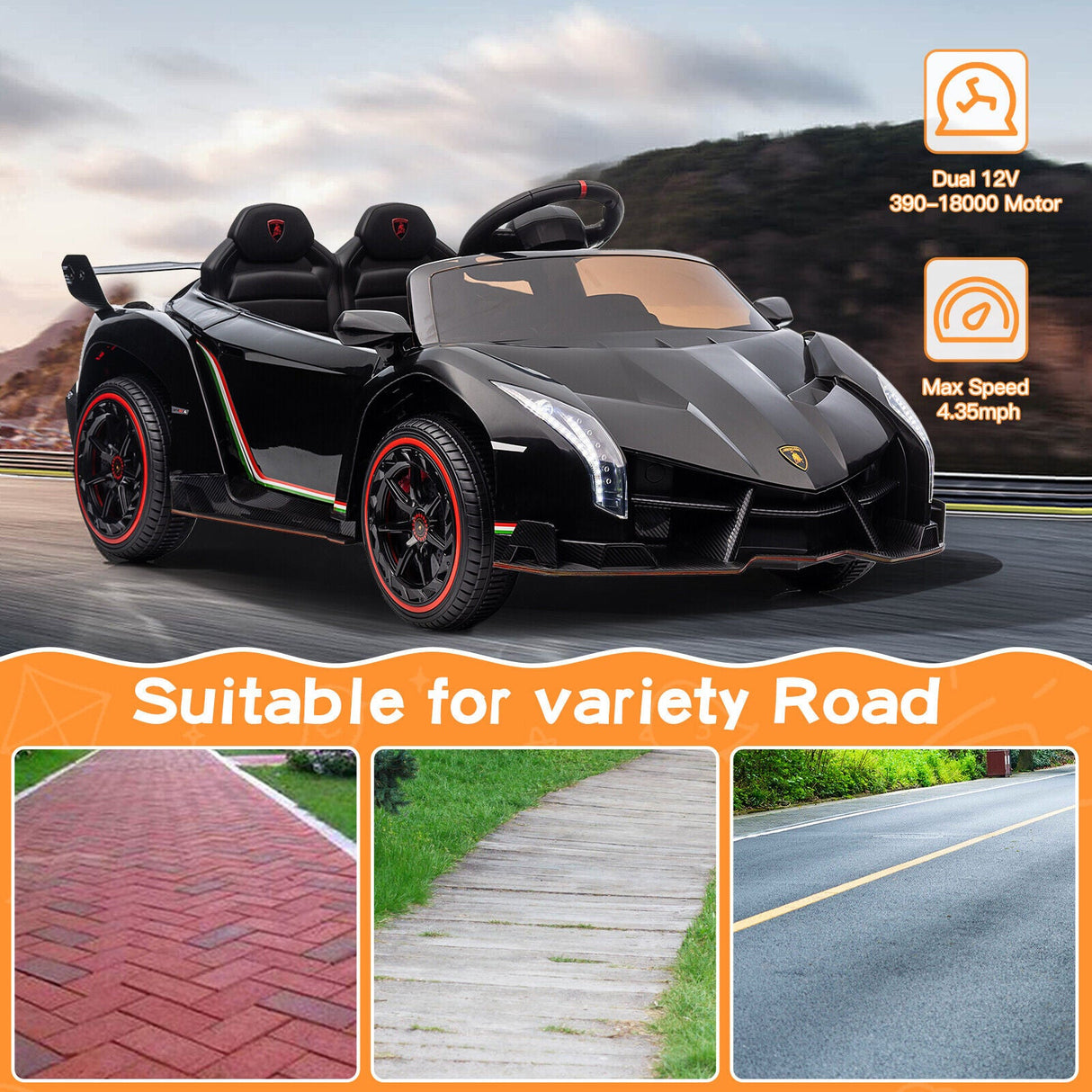 Licensed Lamborghini 12V Electric Ride-On Car for Kids with Remote Control