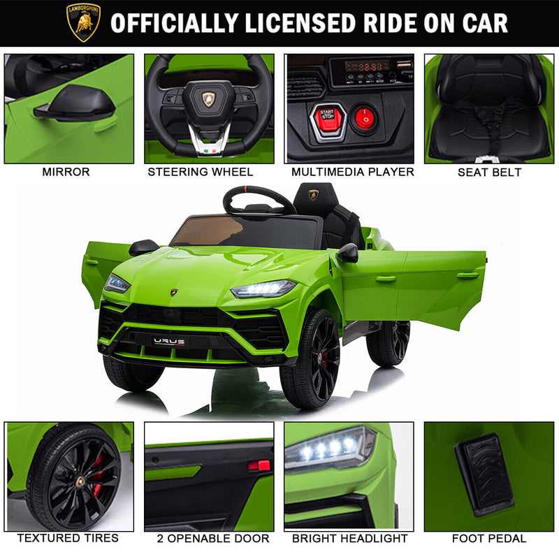 Licensed Lamborghini 12V Ride-On Car with Remote Control, LED Lights, and MP3 Player
