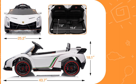 12V Licensed Lamborghini Electric Ride-On Car for Kids with Remote Control - 2 Seater