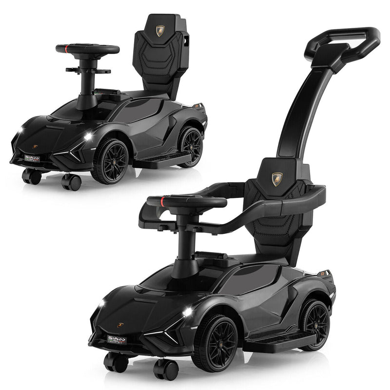 Licensed Lamborghini 3-in-1 Push Car with USB Port for Toddlers: Ride On, Walk, and Stroll in Style!