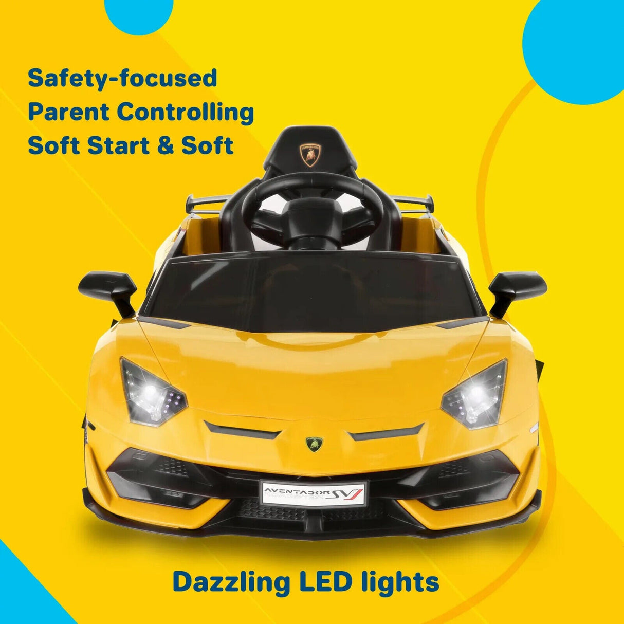 Licensed Lamborghini Aventador 12V Battery Powered Ride-On Car for Kids - The Perfect Toy Gift!