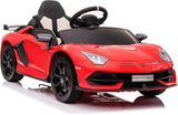 12V Licensed Lamborghini Aventador Ride-On Car with Hydraulic Doors and 3 Speed Options for Kids