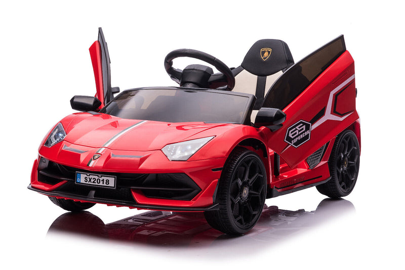 12V Licensed Lamborghini Aventador Ride-On Car with Hydraulic Doors for Kids
