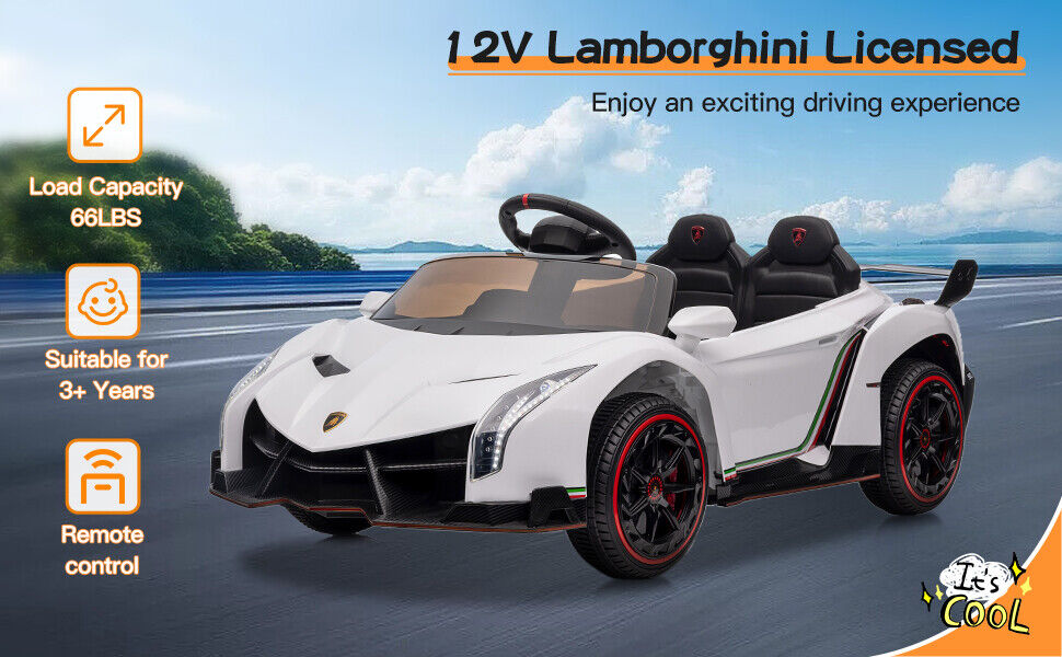 12V Licensed Lamborghini Electric Ride-On Car for Kids - Battery Powered Toy Vehicle
