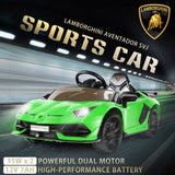 Licensed Lamborghini Electric Ride On Car with 3 Speeds, Headlights, and Hydraulic Doors - 12V