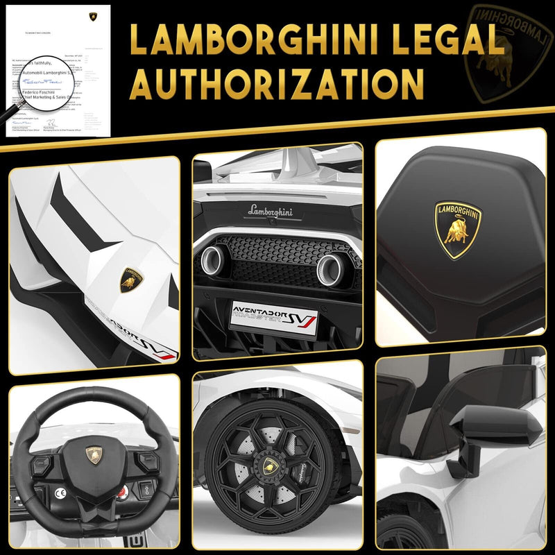 Licensed Lamborghini Kids Ride On Sports Car with Remote Control - 12V Electric Gift