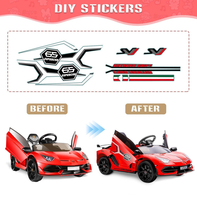 Licensed Lamborghini 12V Ride-On Car for Kids with Hydraulic Doors - Perfect Gift for Ages 3-8