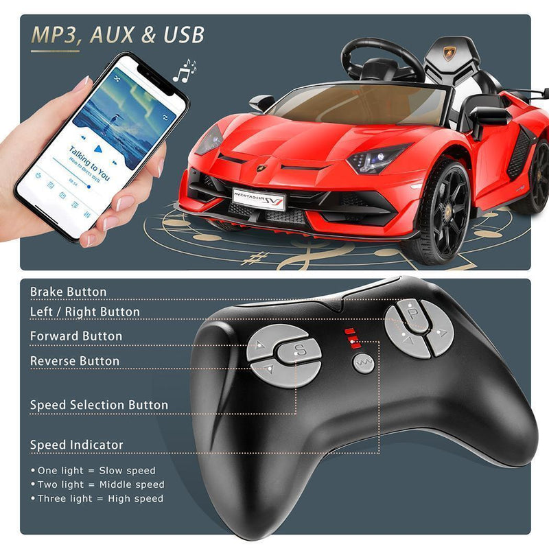 12V Lamborghini Kids Electric Ride On Car with Remote Control, MP3 Player, and LED Lights - Hot Item!