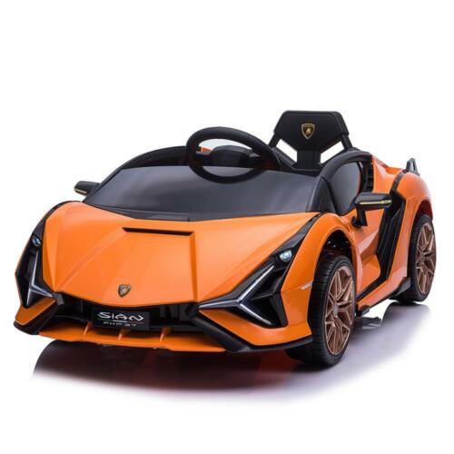Licensed Lamborghini Sian 12V Electric Ride-On Car for Kids in Orange Plastic