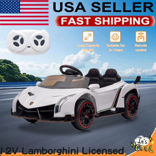 Licensed Lamborghini Style Kids Ride On Car with Remote Control, Music, and LED Lights - 12V
