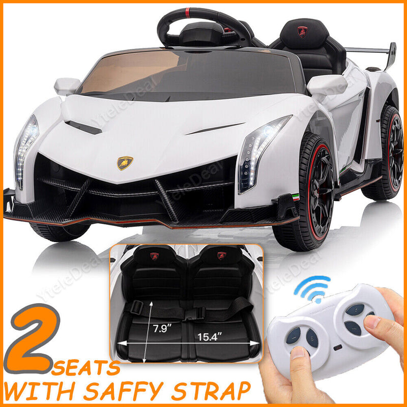 Licensed Lamborghini Style Kids Ride On Car with Remote Control, Music, and LED Lights - 12V