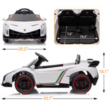 Licensed Lamborghini Style Kids Ride On Car with Remote Control, Music, and LED Lights - 12V