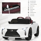 Licensed Lexus LC500 12V Kids Ride-On Car with Remote Control - White