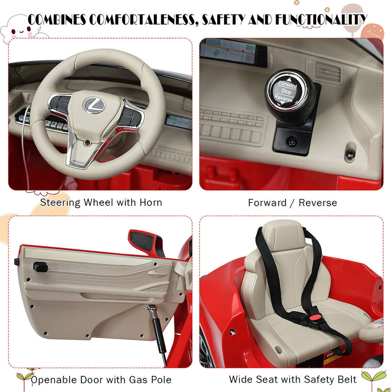 Licensed Lexus LC500 Electric Ride-On Car for Kids with Remote Control - Red