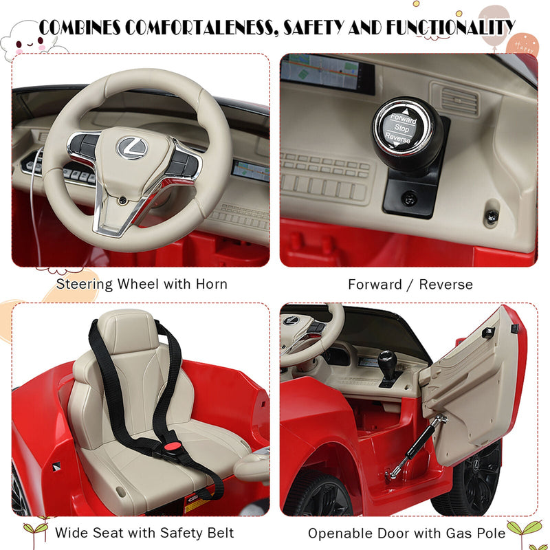 Licensed Lexus LC500 Kids Ride On Car with MP3 and Remote Control - Red (12V)