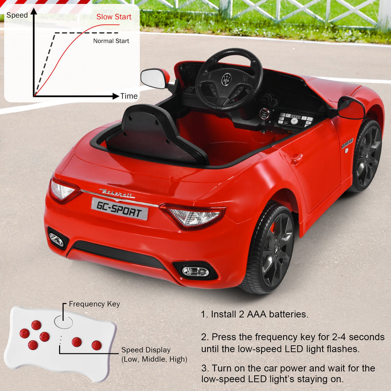 Licensed Maserati GranCabrio 12V Ride On Car with Remote Control and Music for Kids