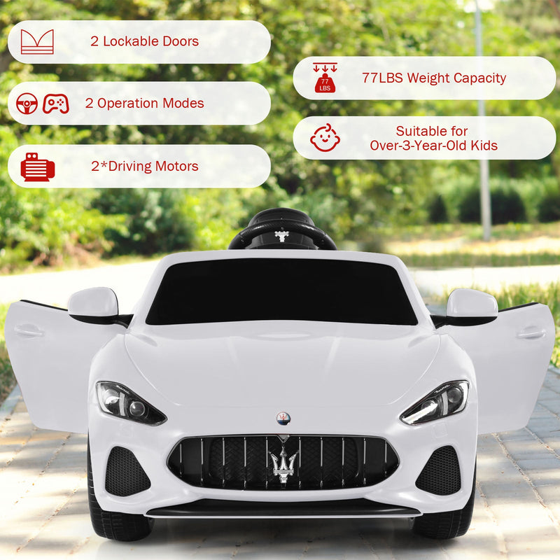 Licensed Maserati GranCabrio 12V Ride On Car with Remote Control and Music for Kids