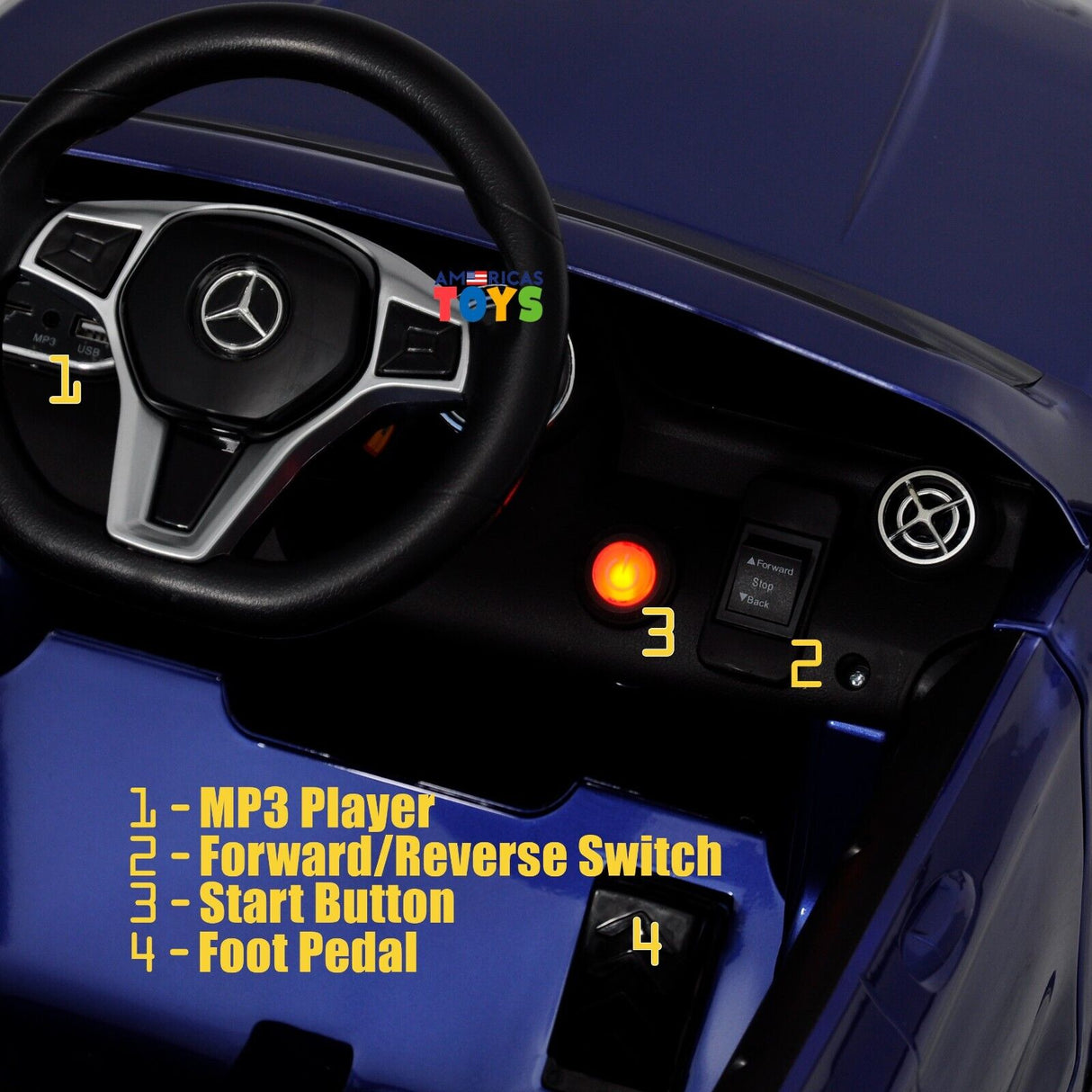 Licensed Mercedes-Benz 12V Kids Ride On Car with R/C and MP3 Music - Available in Multiple Colors