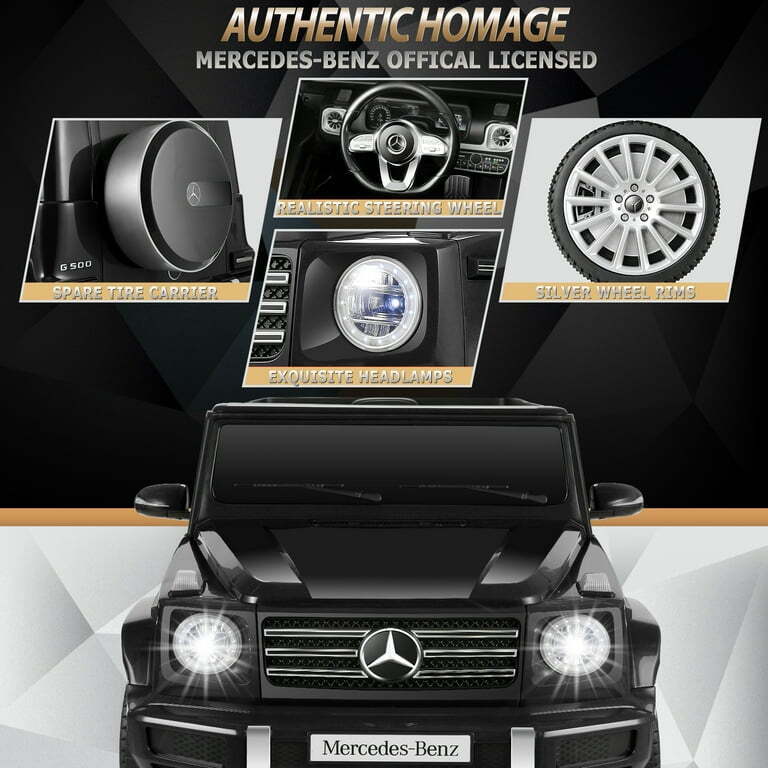 Licensed Mercedes-Benz 12V Ride On Car for Kids with Remote Control and LED Lights - 3 Speed Options