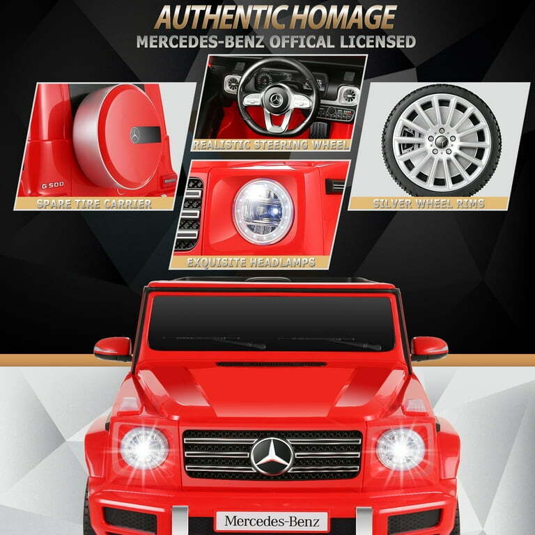 Licensed Mercedes-Benz 12V Ride On Car for Kids with Remote Control and LED Lights - 3 Speed Options