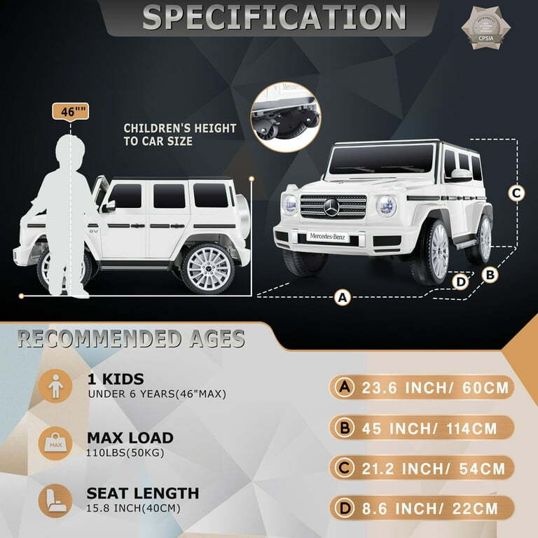 Licensed Mercedes-Benz 4-Wheel Ride-On Car for Kids with Remote Control and LED Lights