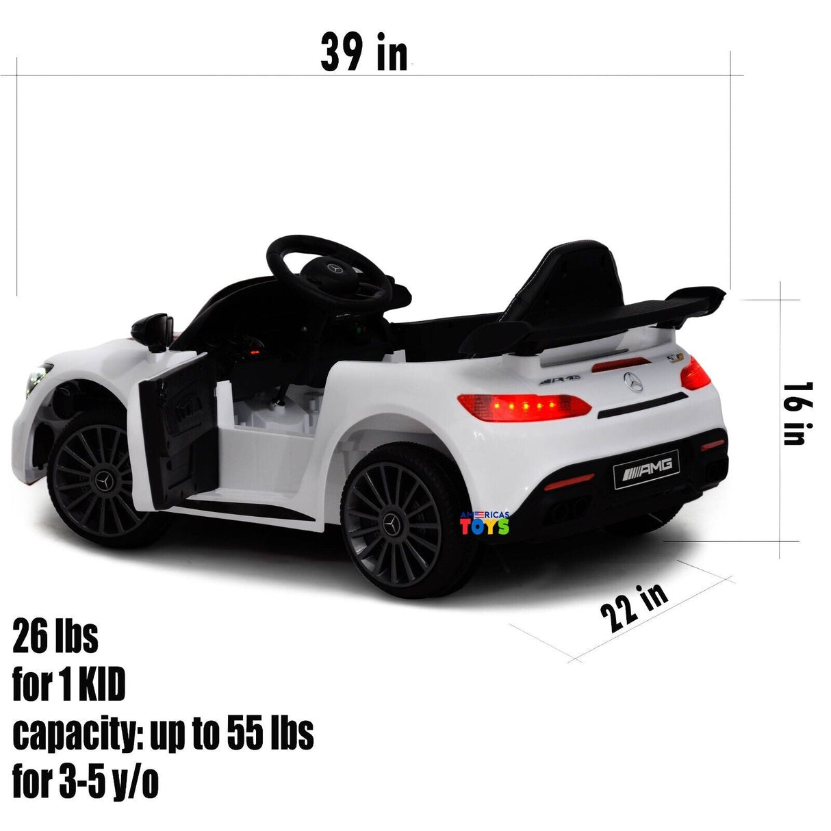 Licensed Mercedes-Benz 12V Ride-On Car with RC Control, MP3 Player, and Multiple Color Options for Kids