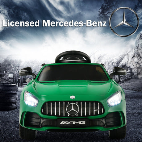 Licensed Mercedes Benz AMG GTR 12V Ride On Car with Remote Control & MP3 Player for Kids - Green