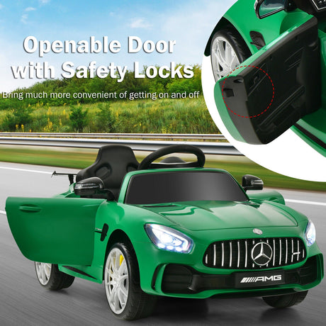 Licensed Mercedes Benz AMG GTR 12V Ride On Car with Remote Control & MP3 Player for Kids - Green