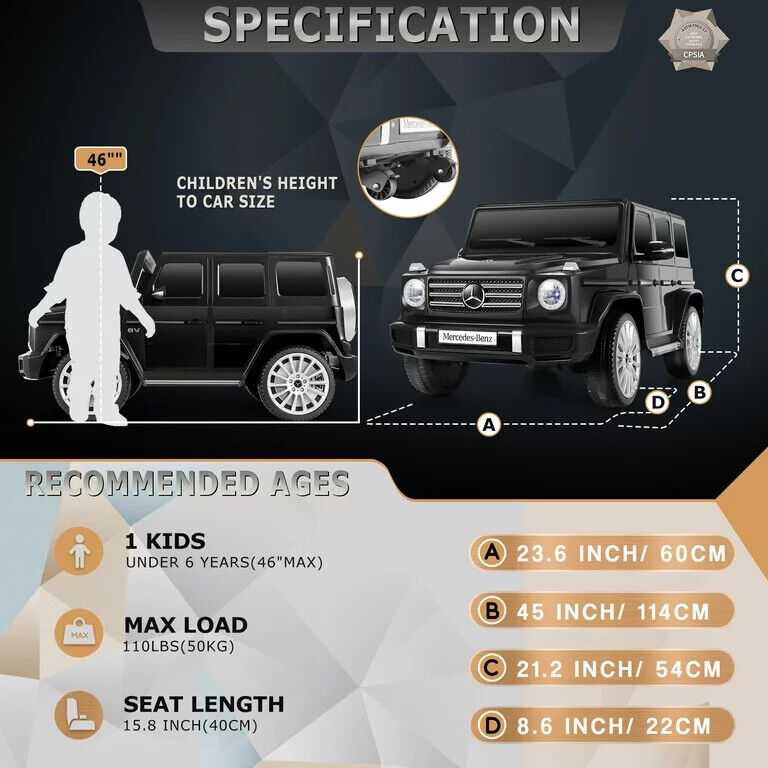 Mercedes-Benz G500 4WD Battery Powered Ride-On Car for Kids - Officially Licensed and Brand New