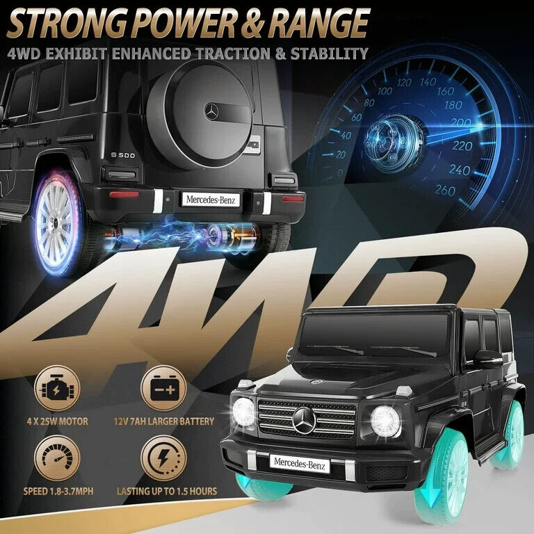 Licensed Mercedes-Benz G500 4WD Electric Ride-On Car for Kids with Parental Remote Control - 12V