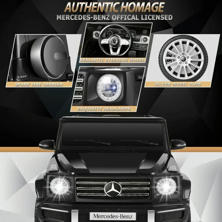 12V Mercedes-Benz G500 Kids Ride-On Car with USB, Bluetooth, and LED Lights