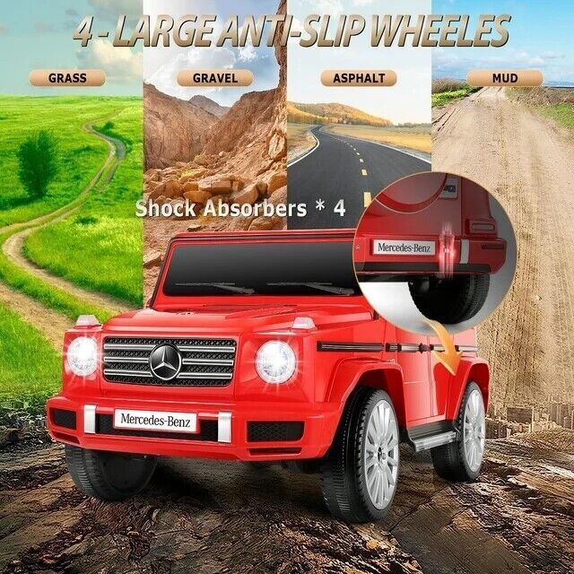 Licensed Mercedes-Benz G500 4WD Kids Ride-On Car with Remote Control and Music - 12V
