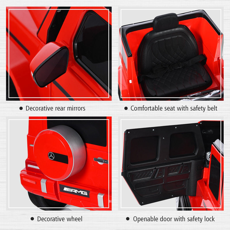 Licensed Mercedes-Benz G63 12V Kids Ride On Car with Music & Remote Control - Red