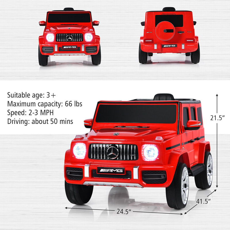 Licensed Mercedes-Benz G63 12V Kids Ride On Car with Remote Control and Music in Red