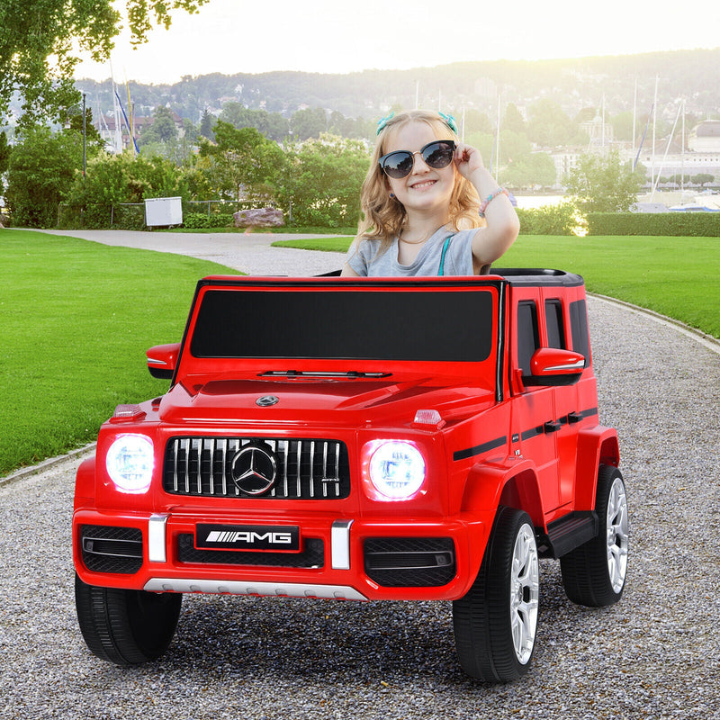 Licensed Mercedes-Benz G63 12V Kids Ride On Car with Remote Control and Music in Red