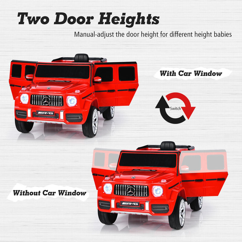 Licensed Mercedes-Benz G63 12V Kids Ride On Car with Remote Control and Music in Red
