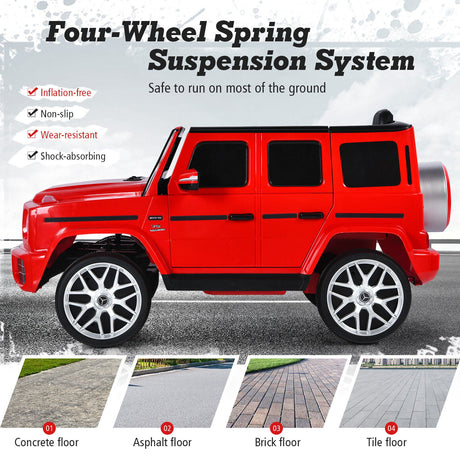 Licensed Mercedes-Benz G63 12V Kids Ride On Car with Remote Control and Music in Red